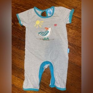 Albetta baby blue footed boobie seagull summer beach shortie jumpsuit romper